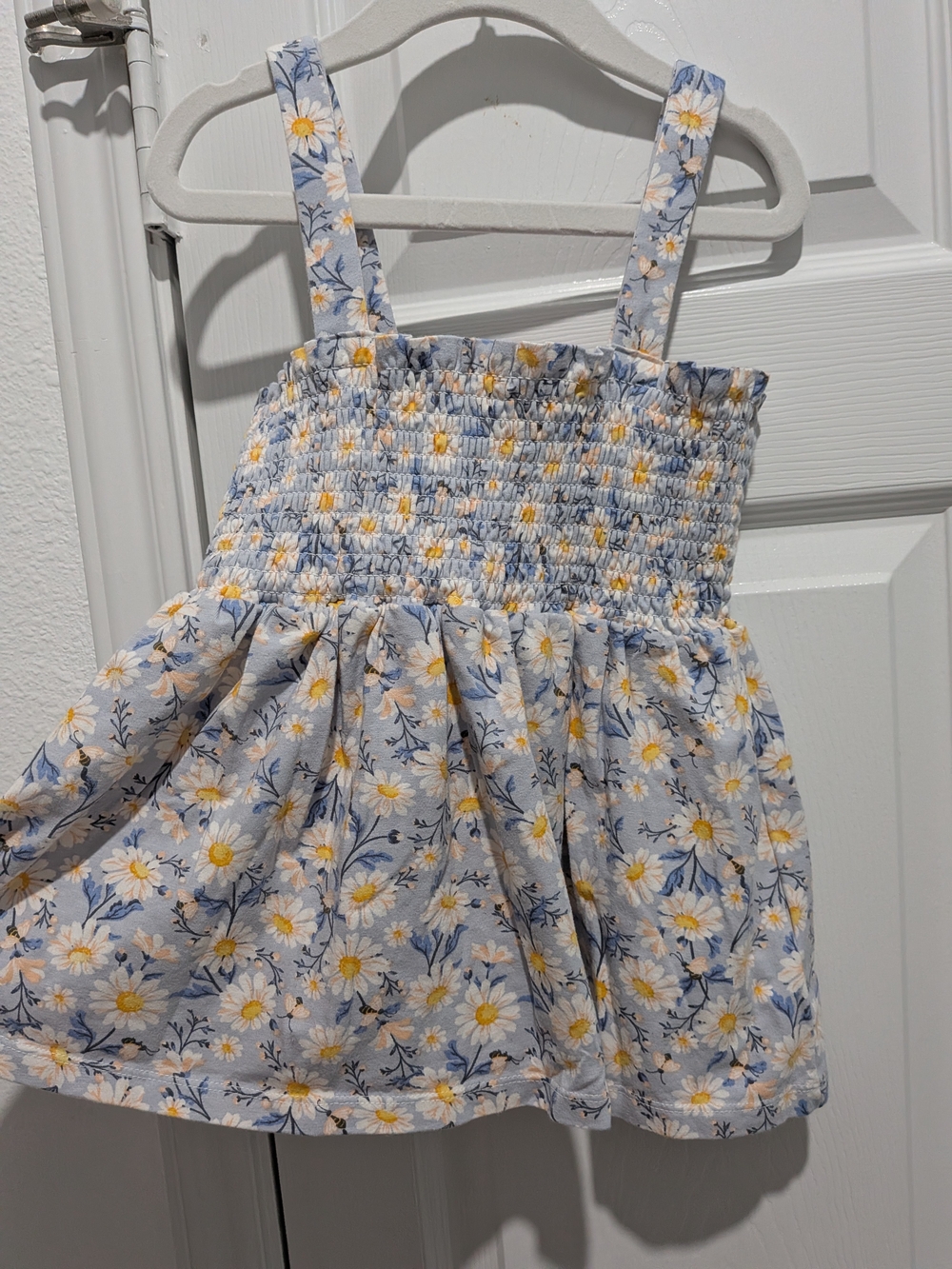 Isaac Mizrahi Light Blue Daisy Smocked Sundress Top